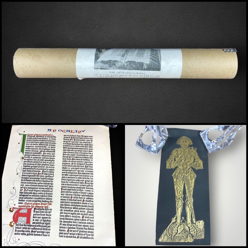 Gutenberg Bible Facsimile Mainz Museum Medieval Prints Tube Lot